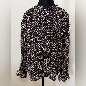 Who What Wear Black and Pink Patterned‎ Blouse
